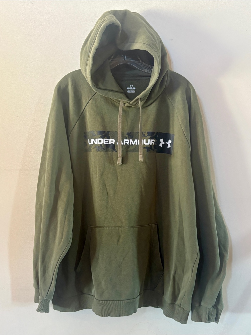 Under Armour Olive Green Pullover Hoodie with Chest Logo